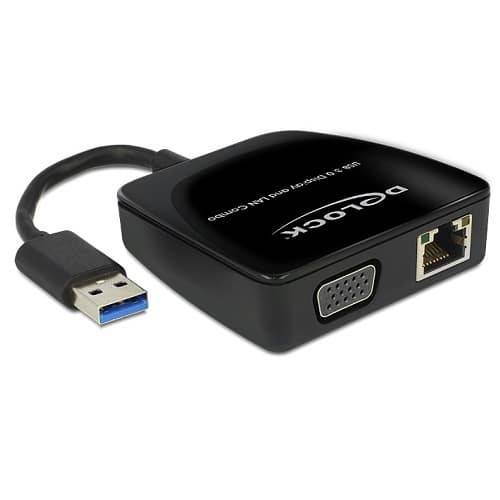 Adaptateur convertisseur USB vers VGA et Ethernet LAN Gigabit