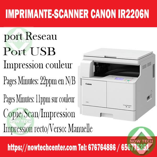 Imprimante photocopieuse scanner Canon ImageRUNNER IR 2206N port réseau  RJ45- en vente au Cameroun bon prix