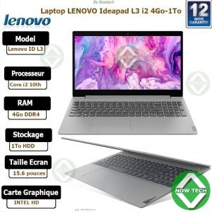 Laptop LENOVO IDEAPAD L3 celeron 4Go Ram , 1To disque dur HDD