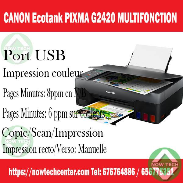 Imprimante Multifonction Ecotank Canon PIXMA MG2420 bon prix en vente au  Cameroun