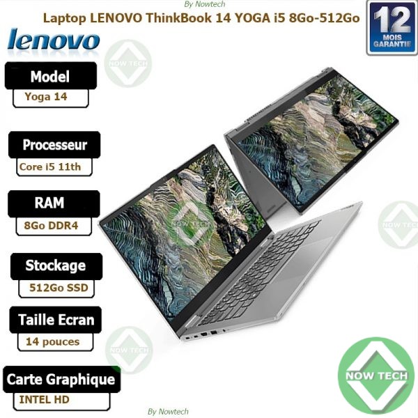 Lenovo THINKBOOK 14 YOGA core i5-1135G7 8G RAM, 512Go SSD wifi6