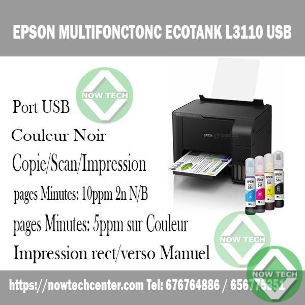 Imprimante Multifonction Jet d'encre EPSON EcoTank L3110, Couleur