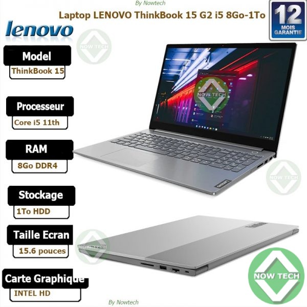 Lenovo THINKBOOK 15 G2intel core i5, 11iem generation 8Go Ram, 1To disque dur HDD écran 15.6