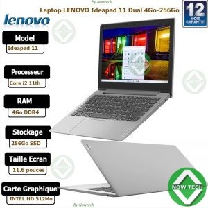 Lenovo IdeaPad 1 11ADA05 Ecran HD 11,6 pouces AMD Athlon Silver 3050e 256Go SSD/4Go RAM 512Mo Dédiée Clavier Azerty Windows 10
