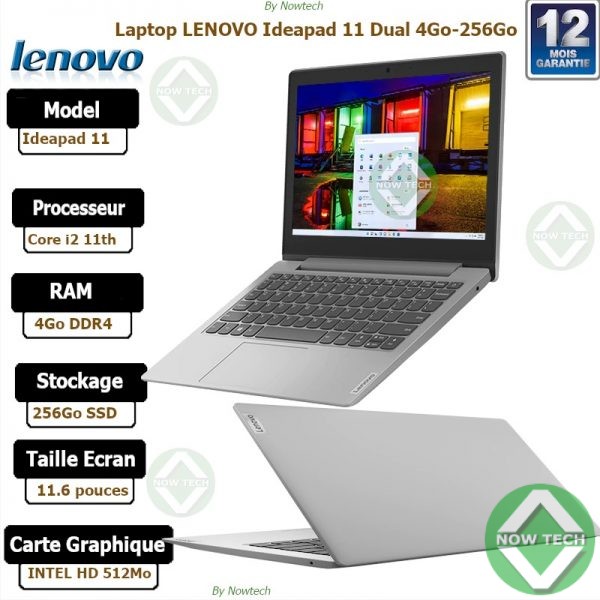 Lenovo IdeaPad 1 11ADA05 Ecran HD 11,6 pouces AMD Athlon Silver 3050e 256Go SSD/4Go RAM 512Mo Dédiée Clavier Azerty Windows 10