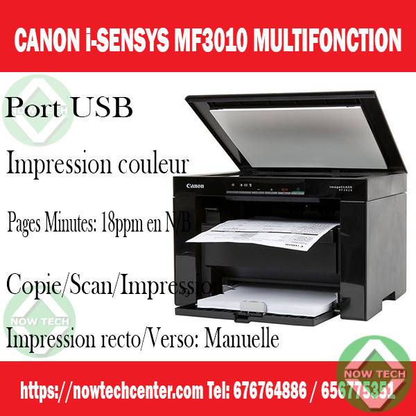 Imprimante Canon i-SENSYS MF3010  multifonction/monochrome/toner/connectivité USB