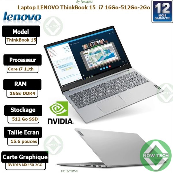 Marque : Lenovo Modèle : thinkbook E15 disque dur : 512 GB SSD RAM : 16 GB Processeur : Core i7 Ecran : 15.0-15.9 Pouces Clavier : Azerty Système d´exploitation : Windows 11 Couleur : Argenté
