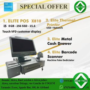 Pack Teminal de vente Caisse enregistreuse  Elite Pos X810 Core i5 8gb 256ssd Black 15.6 bon prix en vente