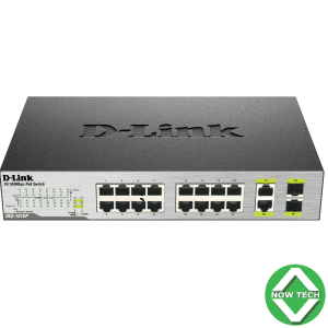 Switch D-Link DES‑1018P 16 ports Fast Ethernet PoE non manageable avec 2 uplinks Gigabit RJ45/SFP – Très bon prix au Cameroun