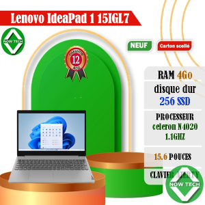 Lenovo IdeaPad 1 15IGL7 15," Intel Celeron N4020 4 Go RAM 256 Go SSD bon prix en vente au Cameroun