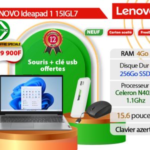 Lenovo IdeaPad 1 15IGL7 15," Intel Celeron N4020 4 Go RAM 256 Go SSD