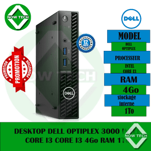 Desktop DELL OptiPlex 3000 intel core i3 4Go Ram 1To