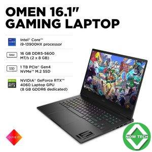 LAPTOP HP OMEN - 16.1 165Hz Full HD Gaming Laptop - Intel Core i9 -13th gen 16GB DDR5 Memory - NVIDIA GeForce RTX 4060 - 1TB SSD - Shadow Black