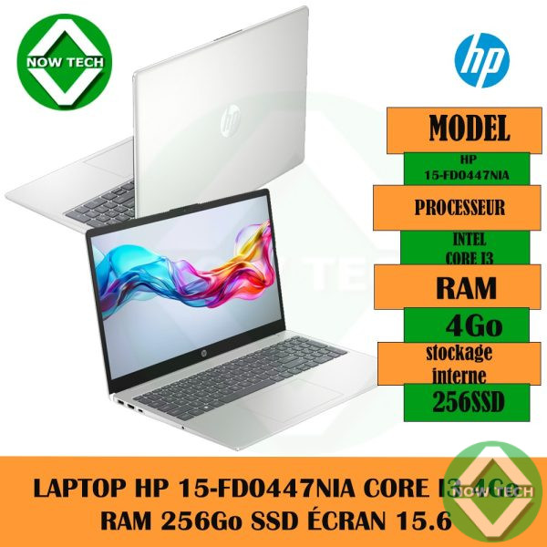 LAPTOP HP 15-FD0447NIA CORE I3 4Go RAM 256Go SSD ÉCRAN 15.6 bon prix en vente au Cameroun