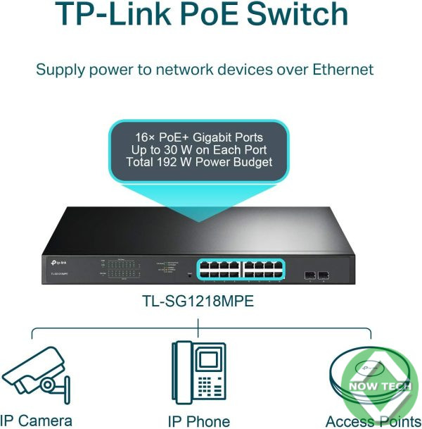 Switch TP-LINK 16 ports LT-CG1218MPE Samrt PoE Giga avec 2 ports SFP