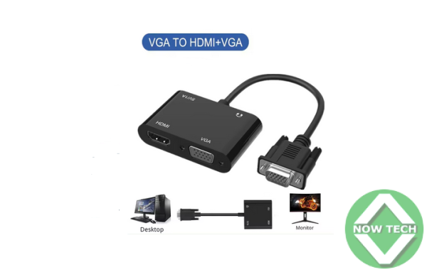 Adaptateur VGA vers HDMI + VGA  bon prix en vente