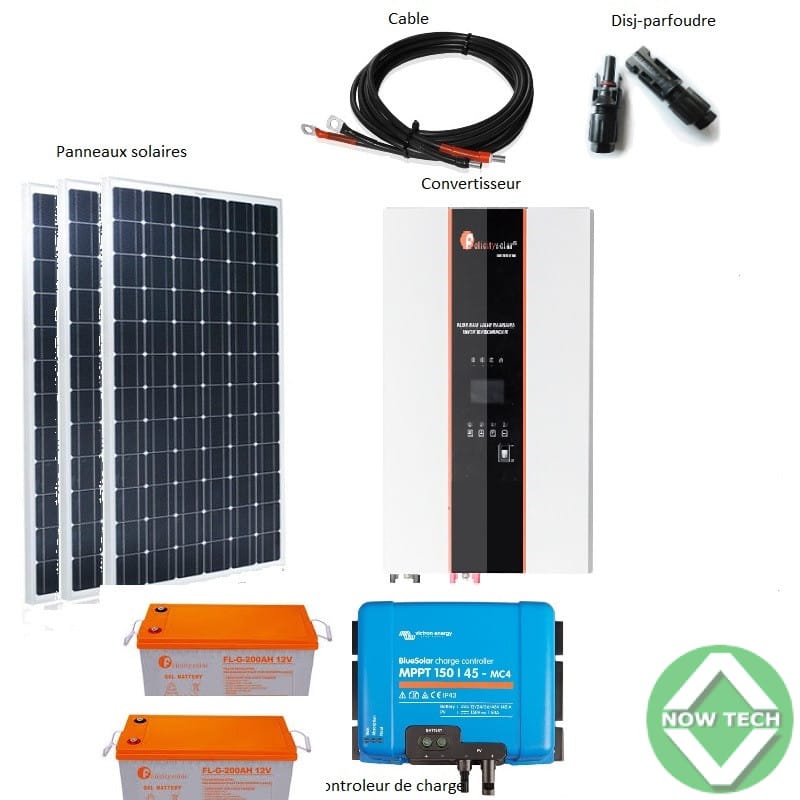 Kit solaire 05 Panneaux de 260W puissance 3KVA bon prix en vente
