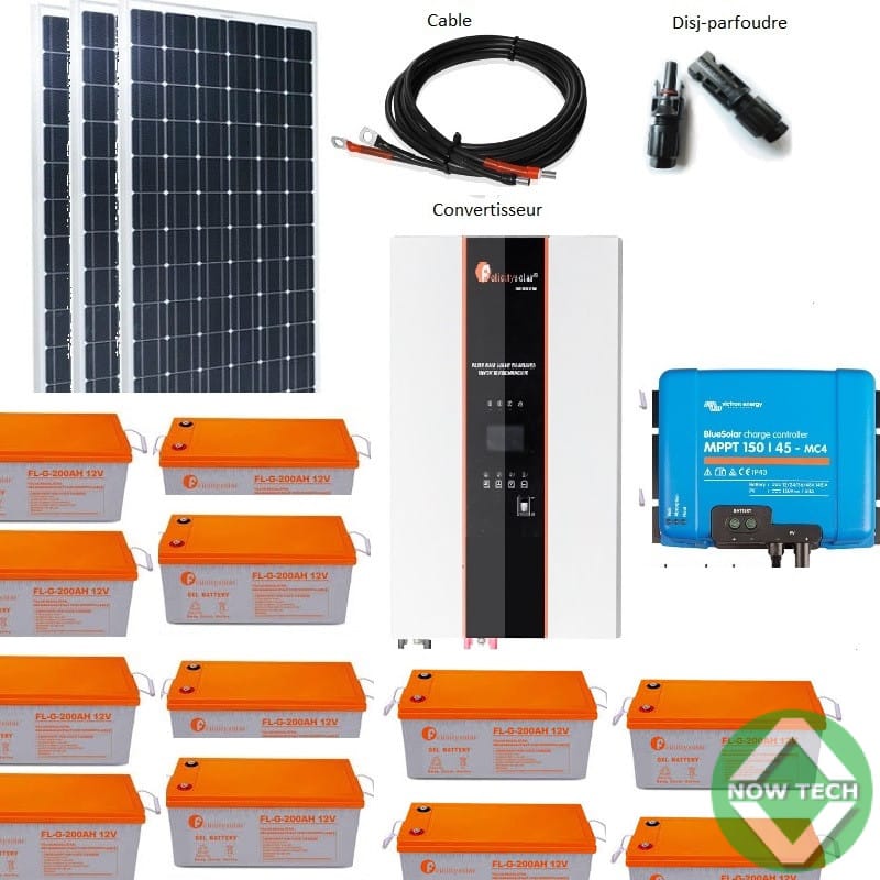 Kit solaire 16 Panneaux de 350W puissance 5KVA contrôleur de charge MPPT 4000A